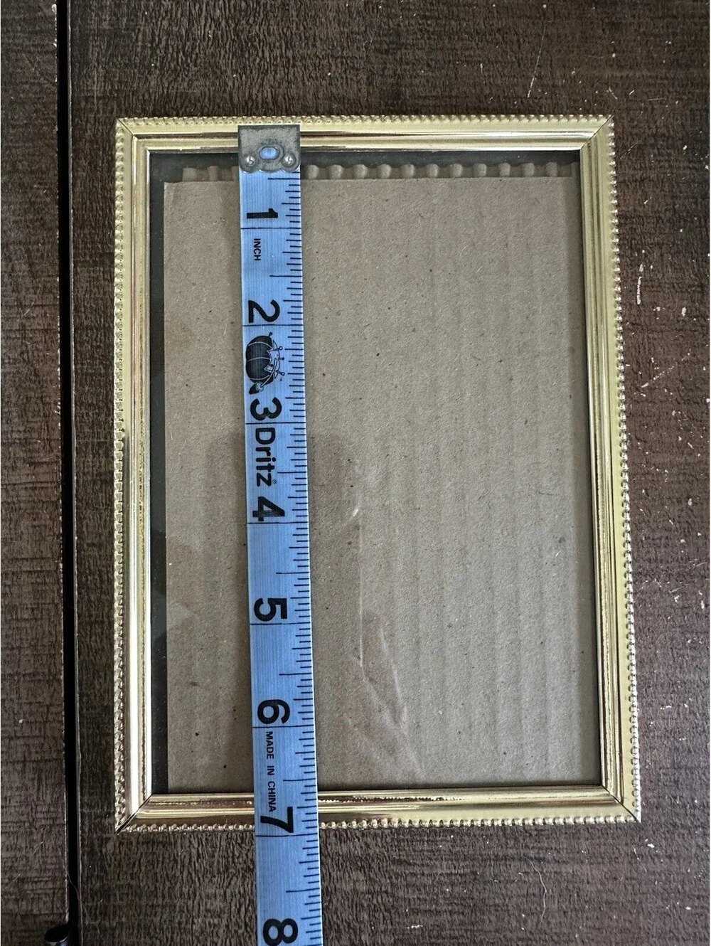 Vintage Gold Tone Metal Picture Frame 5x7 Beaded Edge Easel Back Tabletop